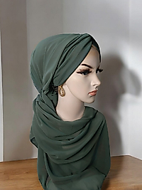 Küf yeşili bone şal