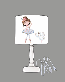 Minibabyrooms  Prenses ve Kuğu Desenli Ahşap Oyma Ayak Abajur