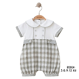 Erkek Bebek 0-12 Ay Kısa Kollu Tulum