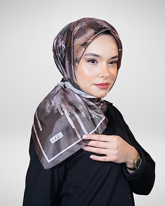 Dijital Kristal Eşarp Pastel Yaprak Desenli