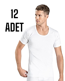Gümüş Erkek Penye Yarım Kol Atlet Beyaz 12 li Paket