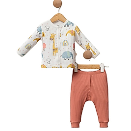 Kız Bebek 0-12 Ay Zürafa Desen Alt Üst İkili Takım