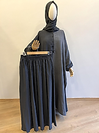 Hesna Cilbab Takım - Tensel Antrasit