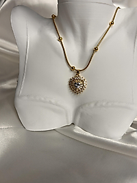 Sunburst Crystal Model Çelik Kolye
