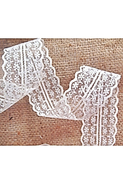 10 Metre Çift Katlı Güpür Dantel Kurdele Krem ( En : 5 Cm)