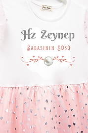 Kız Çocuk Tüllü "Hz. Zeynep" Baskılı Elbise
