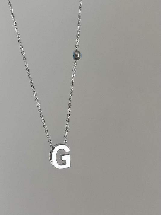 Çelik G Harf Minimal Silver Kolye