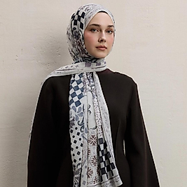 Freshscarfs Bella Desen Krep İpek Şal Taş