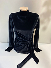 BALIKÇI BAĞLAMALI KADİFE BLUZ