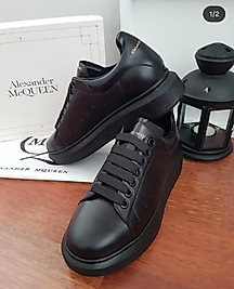 Sneaker Unisex Siyah Alexander Mcqueen Kalın Taban Günlük Spor Yürüyüş Ayakkabı