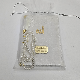 Beyaz Tül Keseli Kadife Set