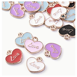 ( 20 X ADET) 1 SET HEART LOVE TAKI YAPIM KARIŞIK RENK BİLEKLİK & KÜPE & KOLYE UCU