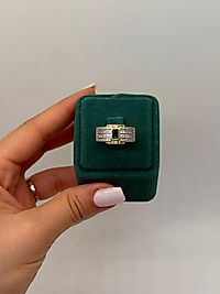 Regal Emerald Taşlı Altın Kaplama Yüzük