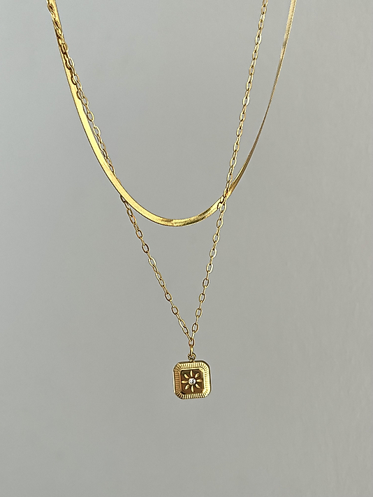 Çelik 2’li Birleşik Gold Kolye