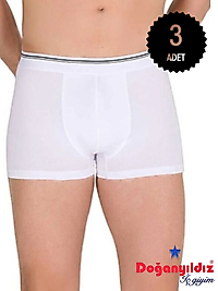 Doğan Yıldız 2810 Likralı Vücudu Saran Boxer Beyaz 3 lü Paket