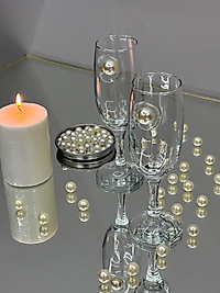 ŞAMPANYA KADEHİ KLASİK İNCİ FİGÜRLÜ 2'Lİ