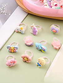Gökkuşağı Unicorn ve Kelebek Model Karışık Renk Çocuk Yüzük