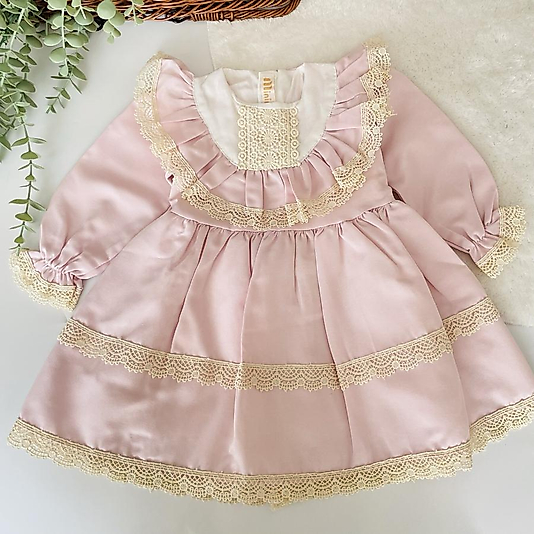 Vintage Pembe Özel Gün Kız Çocuk Elbise