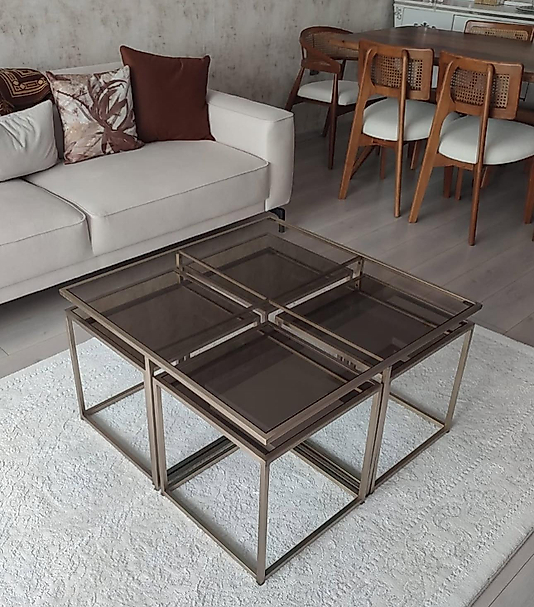 ESKİTME KAPLAMA KARE 4+1 ÜST BRONZ CAM ALT BRONZ AYNA
