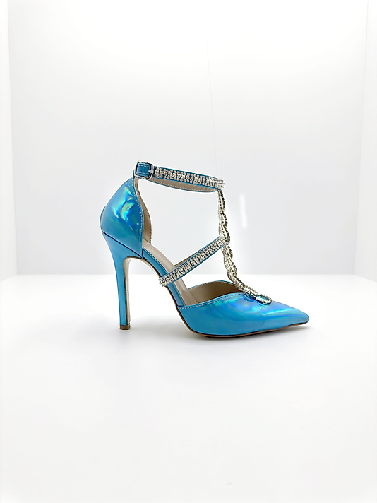 Ocean Leo Kristal Taş Tasarımlı 11 cm Mavi Stiletto