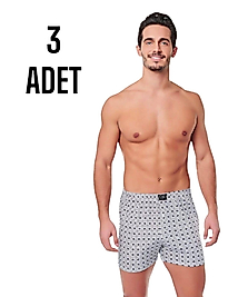 Gümüş Erkek Penye Boxer Şort Empirme 3 Lü Paket