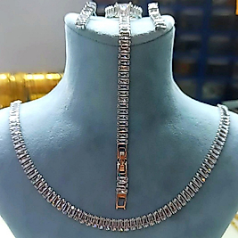 Çelik Gümüş Kaplama 4 Lü Full Baget Taşlı Set