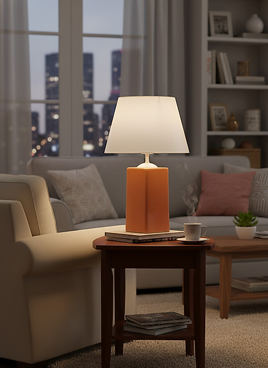 Kare Abajur Turuncu Krem AB002