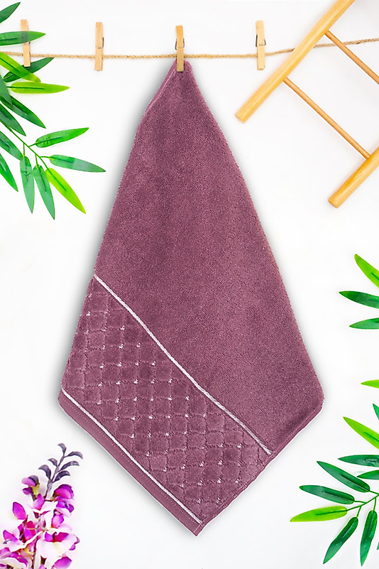 EL-Yüz-Havlusu-Yoncagül Motif Jakarlı-Bordo-enex life