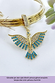 Anka Kuşu Model Zirkon Taşlı Çelik Charm