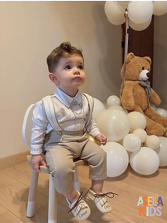 Erkek Çocuk Bej Salopet Takım