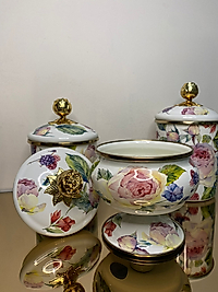ROSE ÜÇLÜ EMAYE KAVANOZ SET
