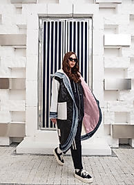 Kapitone Kot Parçalı siyah Kap