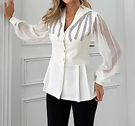 Taş Detaylı Şık Ceket Bluz