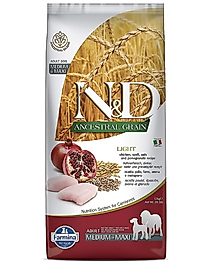 N&D Ancestral Grain Düşük Tahıllı Light Tavuklu ve Narlı 12 kg Orta ve Büyük Irk Yetişkin Köpek Maması