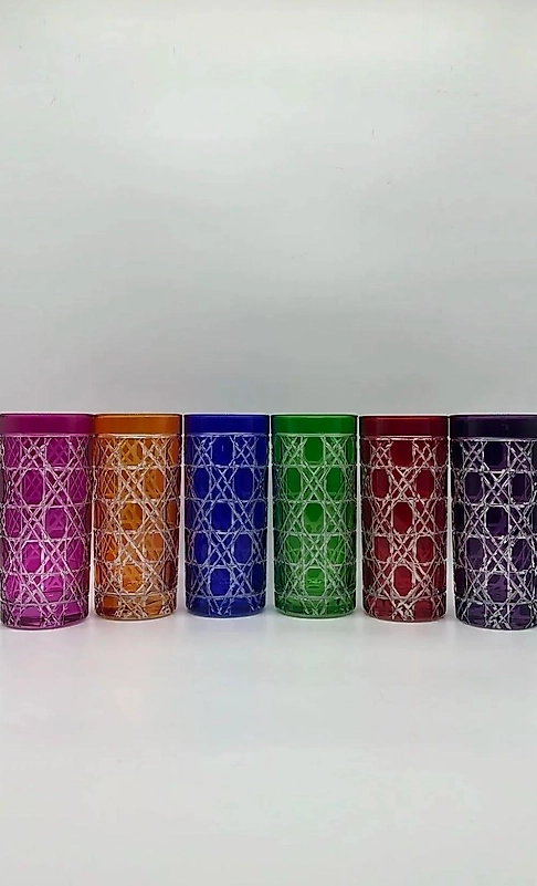 Altı Kişilik Hasır Desen Kesme Dekor Bardak Seti