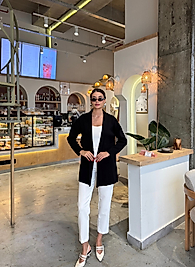 Oversize ,Yumuşak Standart Beden Siyah Uzun  Hırka