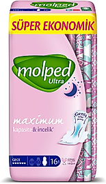 Molped Ultra Hijyenik Ped Anatomik Gece Süper Ekonomik 16 Adet