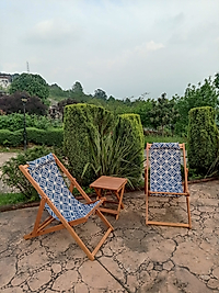 Katlanır Balkon Teras Bahçe Plaj Şezlong Set (2 Şezlong 1 Sehpa)