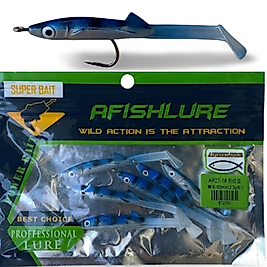 Afishlure 3 gr 6 cm Silikon Yem 6 adet (Mavi Siyah)