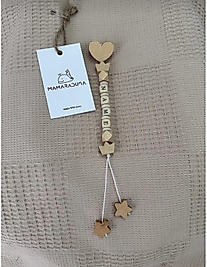 Puset Örtüsü İçin Bebeğinizin İsmi Yazılı Aksesuar- Bej