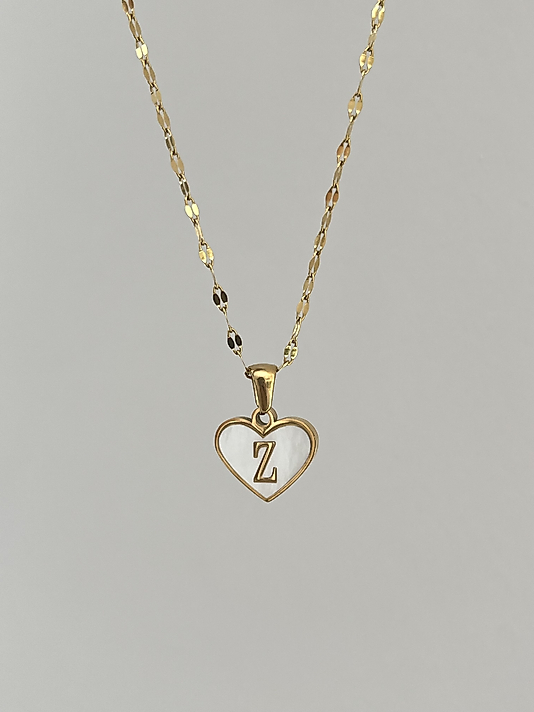 Çelik Z Harf Kalp Kolye