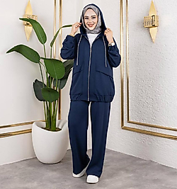 KAPŞONLU FERMUARLI LACİVERT TAKIM