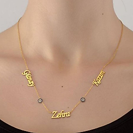 925 ayar isimli nazarlı gold kolye