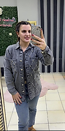 Kadın İki Cepli Taş Detaylı Jean Kot Ceket