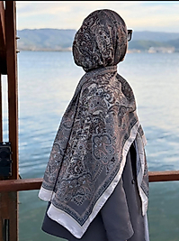 PAMUKLU ETNİK DESEN ŞAL- KREM \  GRİ