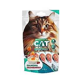 EuroGold Cat Somonlu ve Kızılcıklı Sıvı Kedi Ödül Maması 5 x 15 g