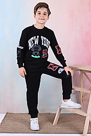 JOYWOY İKLİ ERKEK MEVSİMLİK NEW YORK BASKILI TAKIM SİYAH