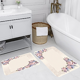 Rovigo Home Dijital Baskı Yıkanabilir Kaymaz 2 li Banyo Takımı