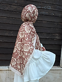 PAMUKLU SOFT ROZA DESEN ŞAL-CAPPUCCİNO