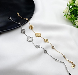 Yoncalı Taşlı Gold Çelik Bİleklik